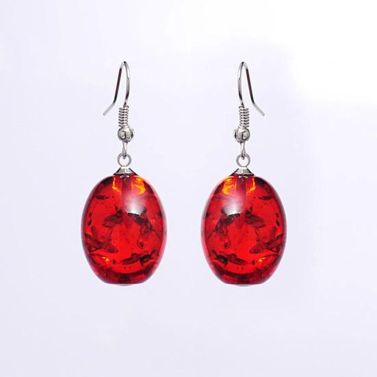 Vintage Oval Shaped Faux Amber Dangle Hook Earrings Women Piercing Jewelry Gift