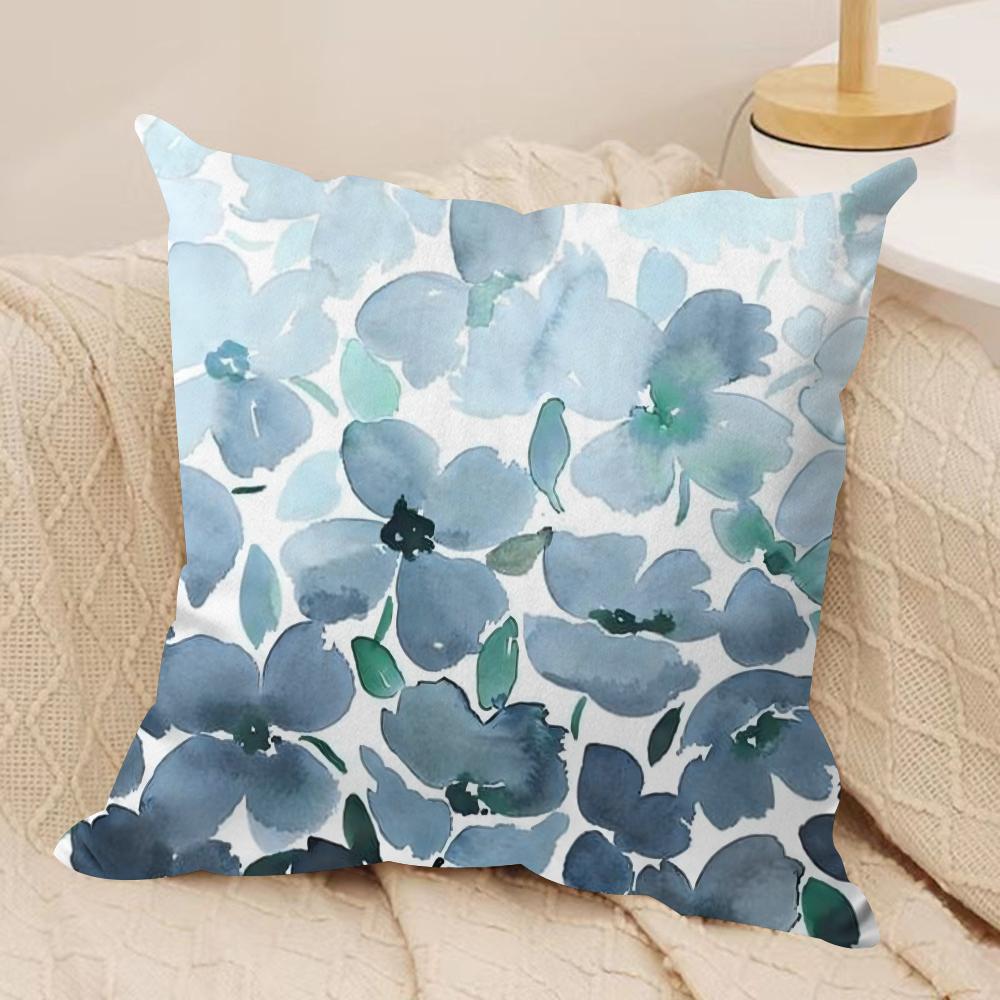 Painted Blue Print Creative Cushion Cover Soft Plush DoubleSided Sofa Pillow Cushion Cover  AllSeason Durable Decor Gift