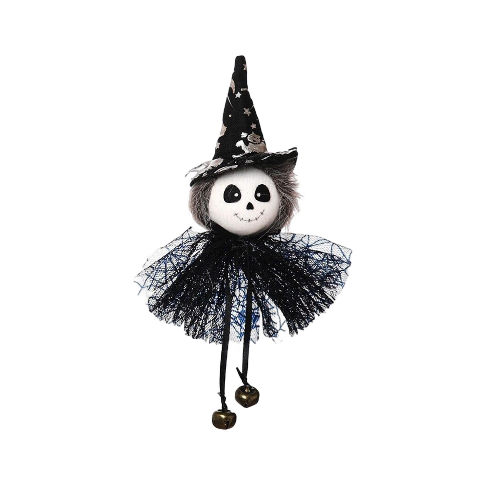 

Halloween Hanging Skeleton Ornaments,Witch Hat And Bells Handmade Decorations Halloween Party Household Ornaments One Size
