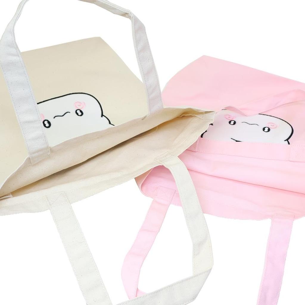 Hanamaru Ghost Applique Tote Bag, Pastel Pop, Natural