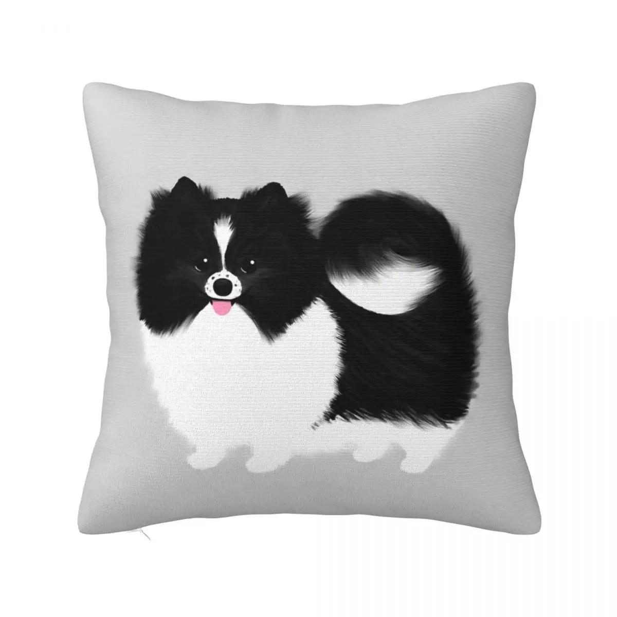 

Gray Parti Pomeranian Pillow Cover Fluffy Dog Morden Pillow Case Soft Custom Cushion Cover Pillowcases For Sofa Home Decorative 12x12Inch
