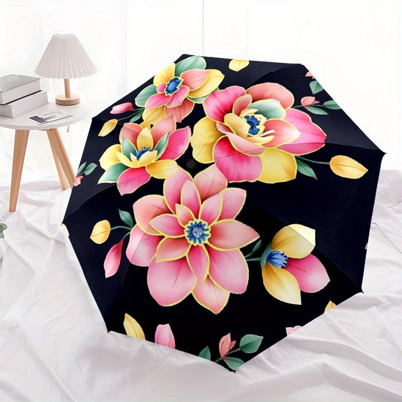 1pc Floral PatternAutomatic Folding Umbrella, Portable & Foldable Design with 8 Ribs, Casual Outdoor Accessory yy250804281