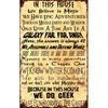 In This House We Do Geek Magic Poster, Vintage Retro Metal Poster Wall Decoration Home Office Bar Garage Cafe Hotel Men's Cave Club -Tin Sign 8x12