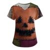 Women Halloween Print Loose Fit V Neck Short Sleeve Top with Pocket Comfortable Fabric for Work or Casual Wear