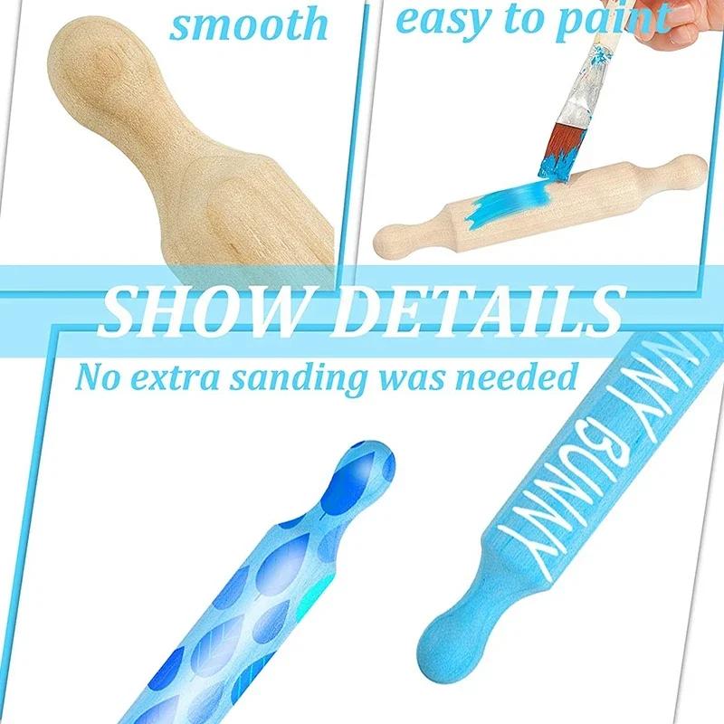 6 Inches Long Small Kitchen Baking Rolling Pin, Wood Dough Roller for Children, Fondant Pasta
