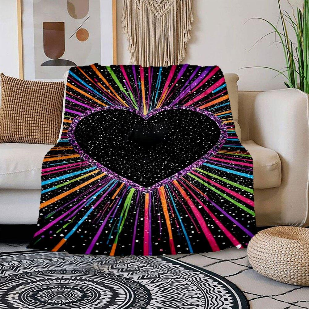 

Colorful Heart Glitter Phone Case Cover Blanket Flannel Throw Blanket for Sofa, Bed, Travel, Camping, Office, Couch, Chair, And Bed Gift fo 150x180cm