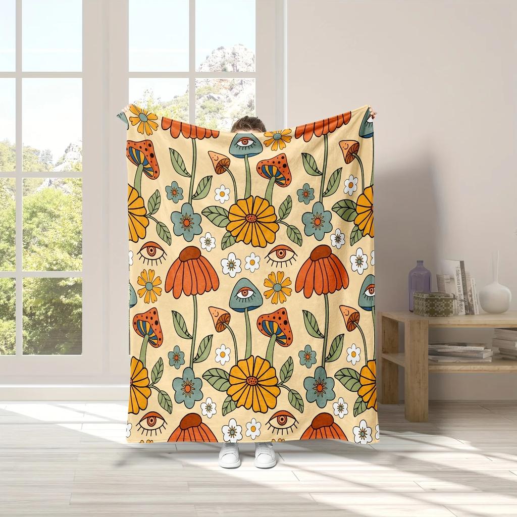 Fiori bohémien stampati digitalmente poliestere Camera da letto velluto flanella morbida copridivano coperta Pile morbido copridivano coperte