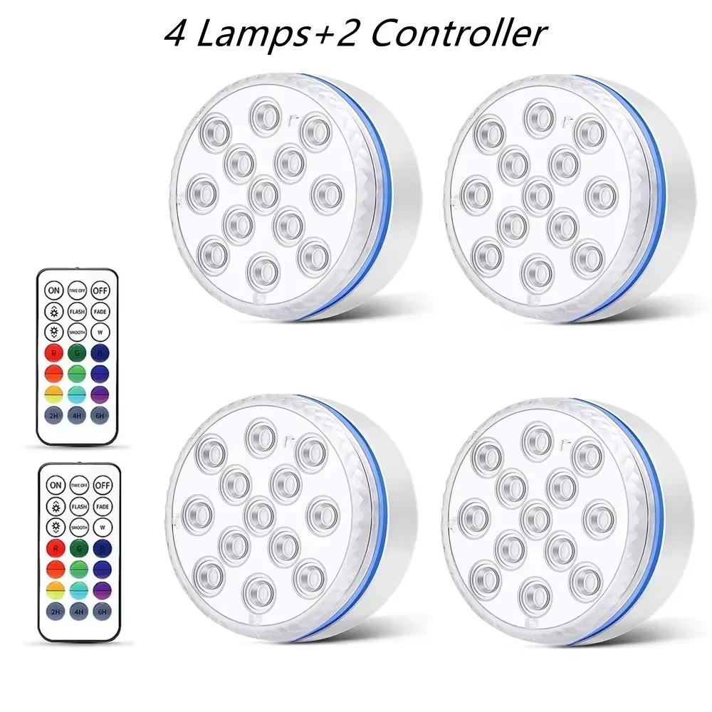 Newest Submersible 13LED Underwater Light with Remote Control Underwater Pool Light IP68 Bright Lamp RGB for Pond/Pool/Aquarium