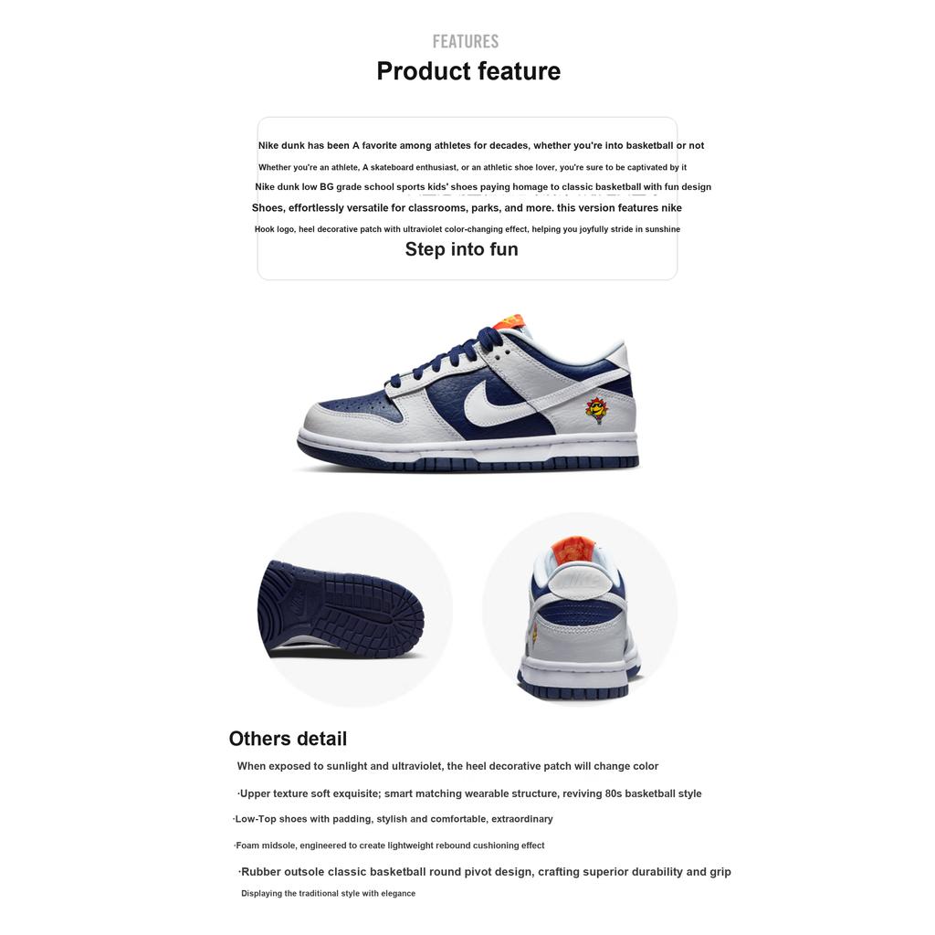 Nike Dunk Low GS UV Reactive Kids Sneakers Blue Photon-Dust White FN6968-025