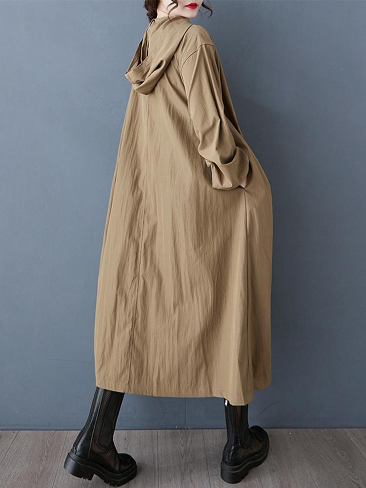 XITAO Zipper Hooded Pleated Dress ZY8936