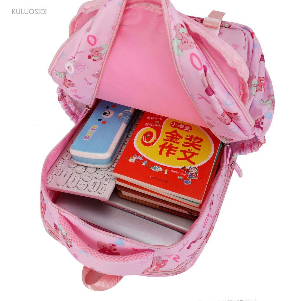 Nylon Backpack for Kids and Teens with Cute Cartoon Pattern Fashion School Bag for Girls Large Capacity Daily Use Bookbag