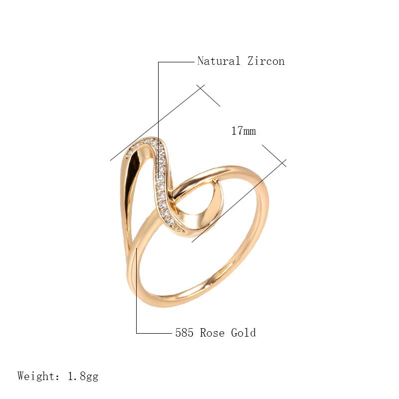 Elegant White Natural Zircon Waves Rings For Women Fashion  Rose Gold Color Party Fine Wedding Jewelry Crystal Gift