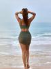 2026 European High-Waisted Slimming Two-Piece Women's Swimsuit in Solid Color