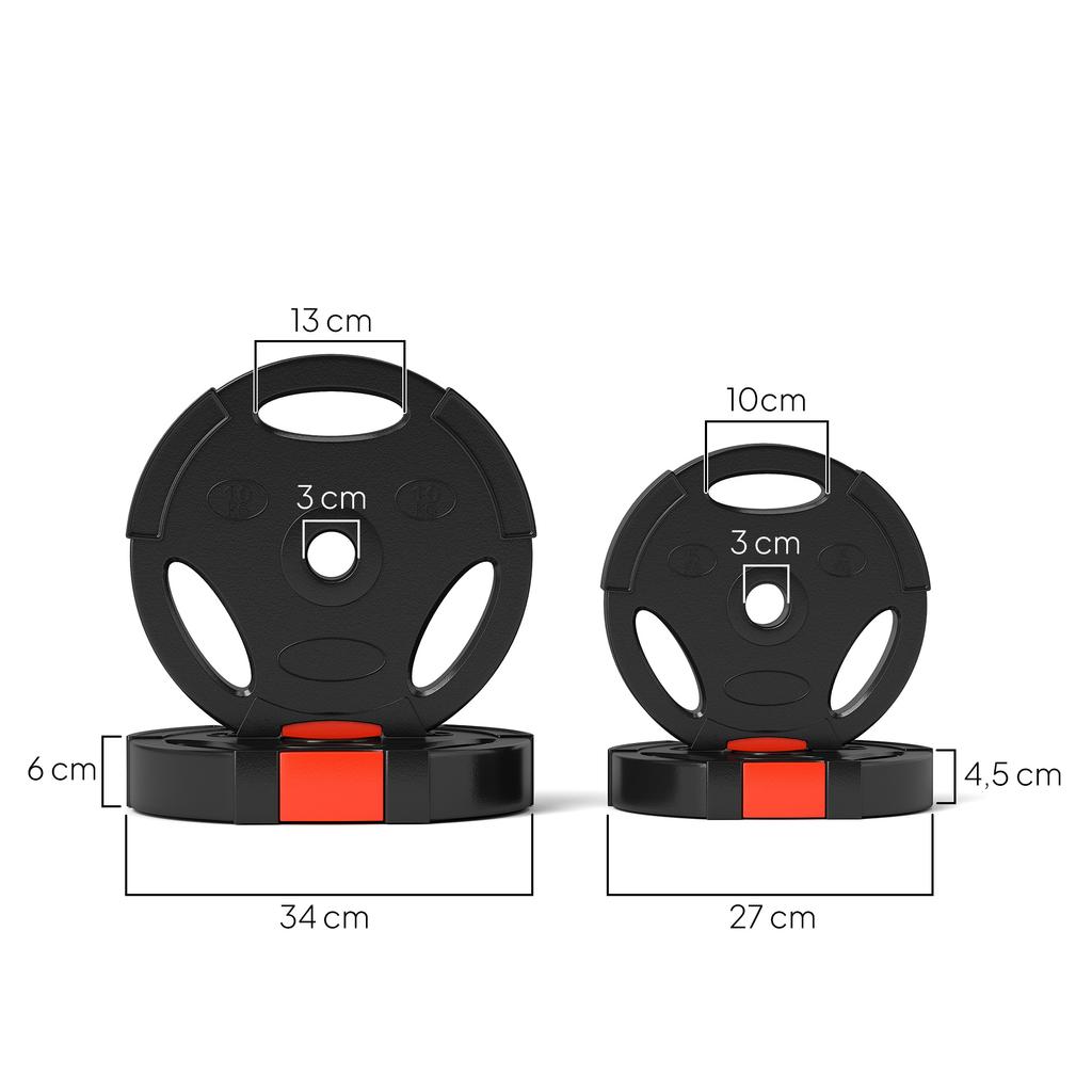 Weight Plates Set, with Two 10kg and Two 5kg Weights, Black