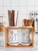 Original Wood Style Ceramic Chopstick Holder & Draining Basket for Kitchen Storage