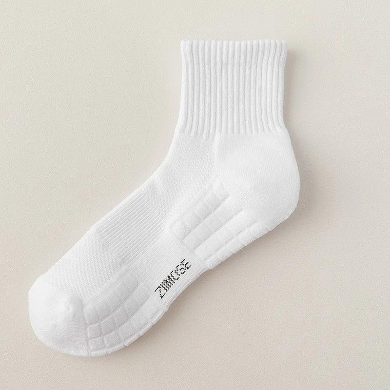 1pc 4pcs 5pcs 10pcs Socks Men's Cotton Spring Towel Bottom with Velvet Mid-tube White Stockings Thickened Sports Basketball Sock