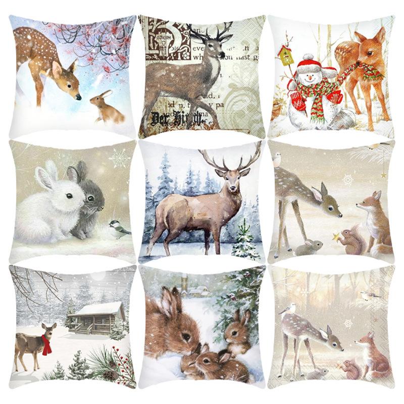 

Рождественская наволочка для дивана, красная мультяшная анимация, трансграничная фестивальная наволочка, производитель, оптовая продажа