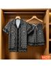 Gradient Pattern Shirt and Shorts Set Summer Men’s Hawaiian Vacation Shirt Set Breathable Men’s Casual Two-Piece Set