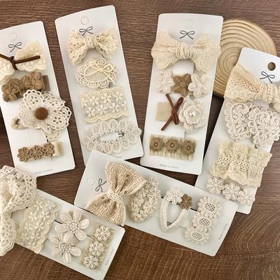 4 Stück Kinder Stoff Spitze Blume Haarspangen Baby Prinzessin Haarschmuck Neugeborene Weiße Haarnadeln Schleife Haarspangen Mädchen Geburtstagsgeschenke