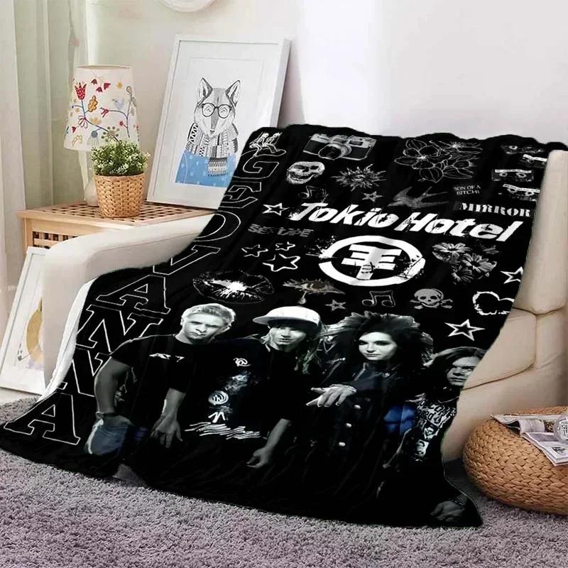 Tokio Hotel Band Retro Printed Blanket Warm Blanket Flannel Soft Comfort Blanket Home Travel Bedding Sofa Supplies Birthday Gift