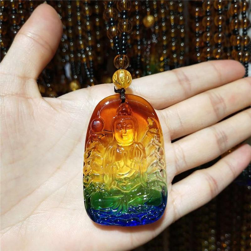 Imitation Glass Pendant Chinese Style Versatile Necklace Crystal Sweater Chain