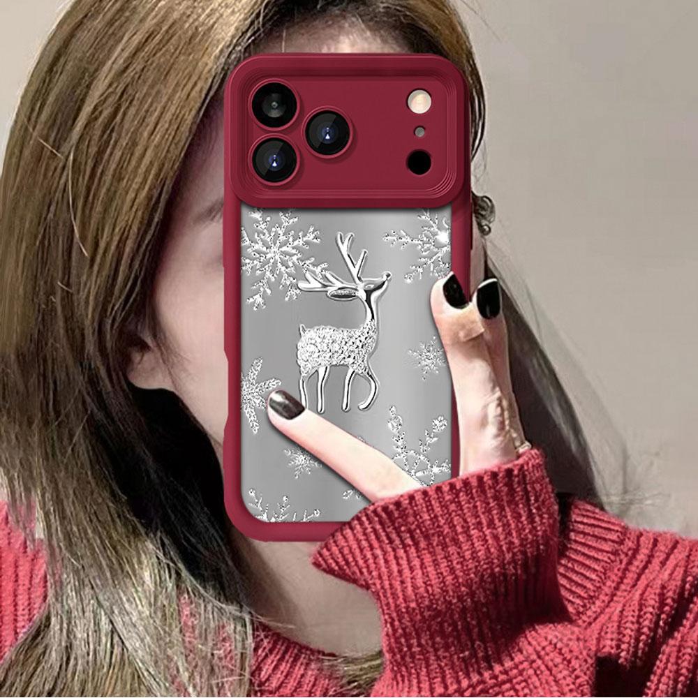 Fashionable Snow Deer Matte Phone Case For Samsung Galaxy S25 S24 Ultra S21 S22 S23 Plus A56 A55 A54 A53 A36 A35 A34 A33 Cover