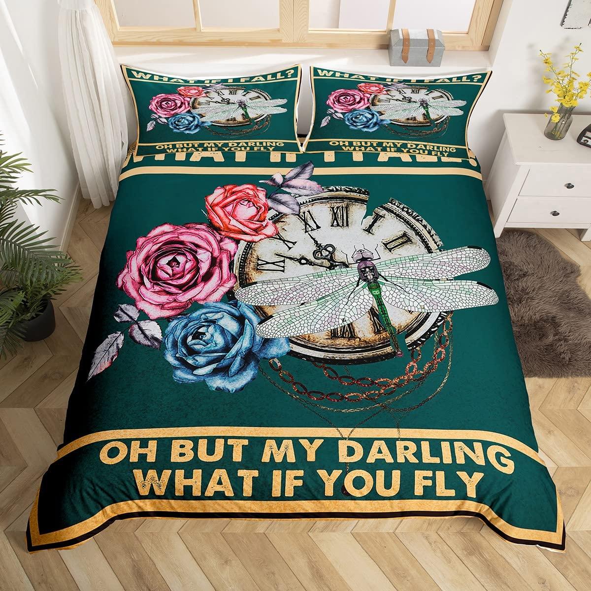

Comforter Butterfly Dragonflies Dandelion Bedding Set Dragonfly Gift For Women Girlflowers Botanical Weed Comforter Comforter (quilt)-EU Single(135*200cm)3pcs