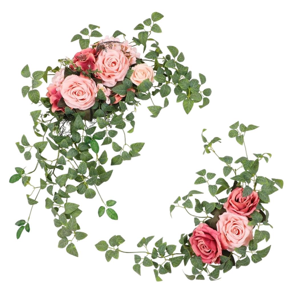2Pcs Wedding Arch Flowers Welcome Signs Floral Swags Crafting Corner Row Backdrop Decor Garland Ornament for Party Entryway