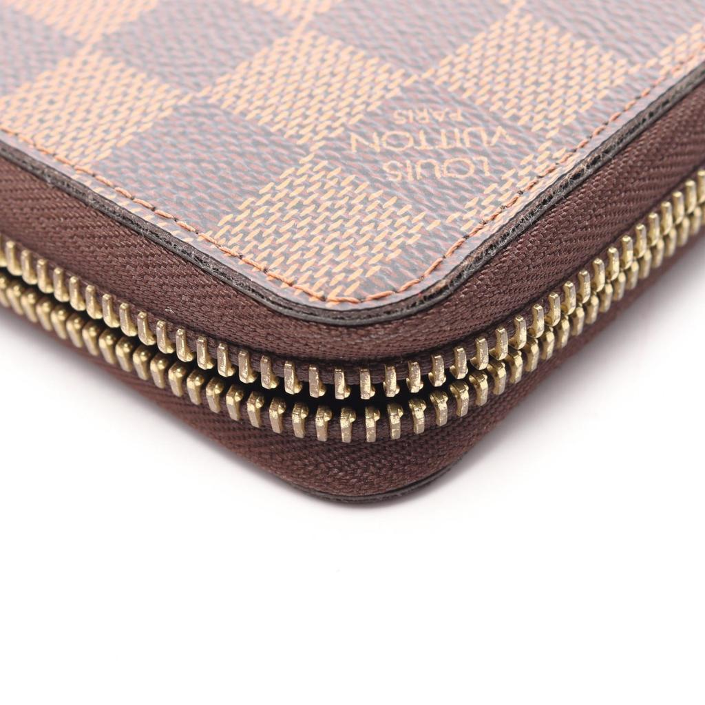 Used LOUIS VUITTON Zippy Wallet Damier Ebene Around Long Wallet N60015 PVC Brown Used Unisex