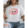 Cute Blind Box Glittered Flourfilled Baozi Pattern Tshirt  Pink Heartshaped Cartoon Print Womens Casual Top