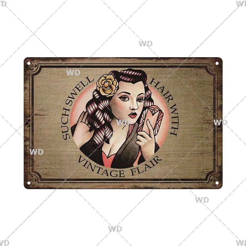 Classic Barber Shop Vintage Tin Signs Decorative Metal Plaque Metal Retro Wall Plates Salon Haircut and Shave Poster Wall Decor