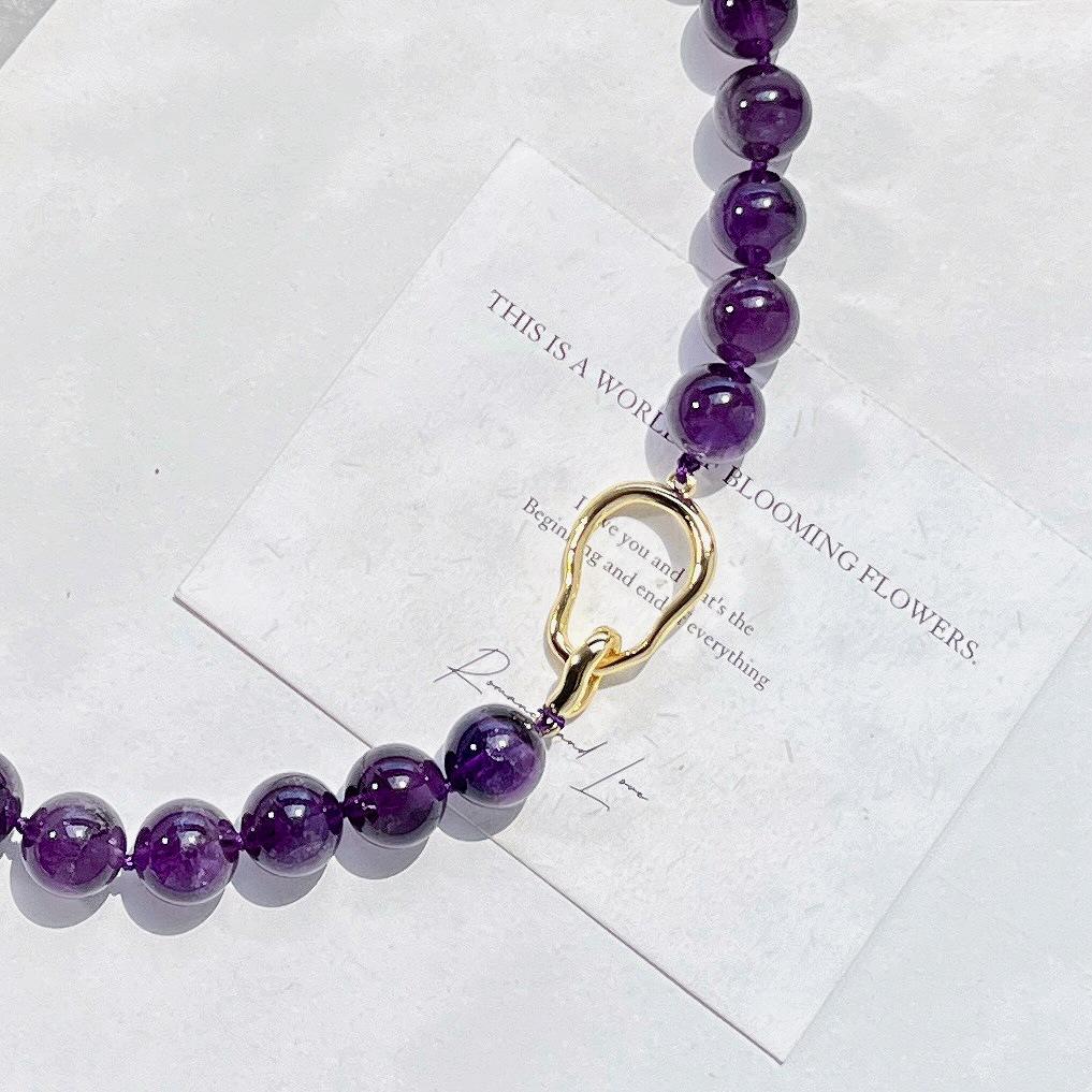 12Mm Natural Grape Royal Amethyst Necklace Clavicle Chain