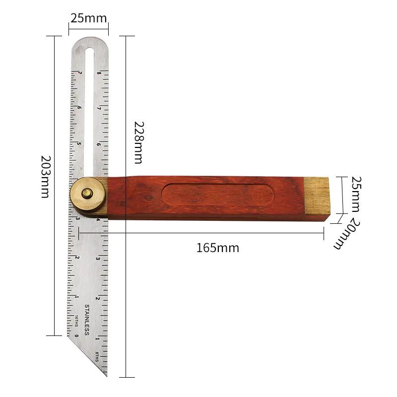 9Inch Adjustable Angle Rulers Gauges Tri Square Sliding T-Bevel with Wooden Handle Ruler Gauge Protractors Carpentry Tools