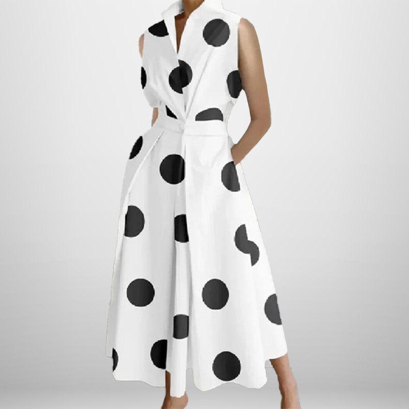 Plus Size Commuter Fashion POLO Neck Lining Long Short Sleeve Loose Pendulum Dress