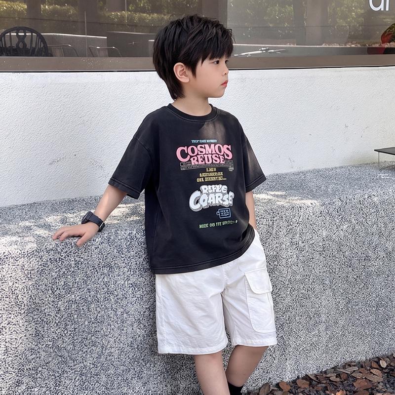 Korean Style Kids' Quick-Dry Cargo Shorts - Casual, Loose Fit for Boys