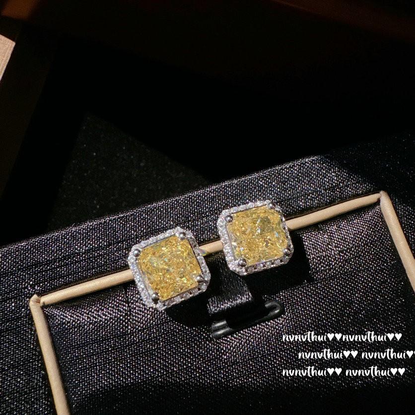 Cinderella Twilight Topaz Necklace, Rich Family Gold, 18K Gold Plated, Goose Yellow High Carbon Zircon Ice Flower Earrings