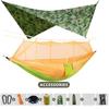 260x140cm Outdoor Double Camping Hammock with Mosquito Net and Rain Fly Tarp Lightweight Parachute Hammocks for Travel Hiking