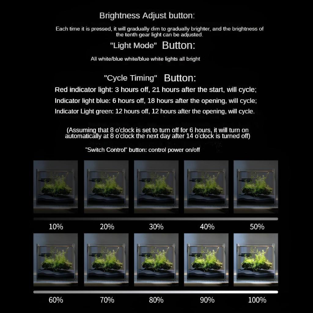 360° Smart Dimming Fish Tank Small Clip Lamp RGB Modes Full Spectrum Aquarium Light Flexible Adjustment Fish Tank Light