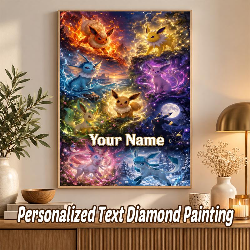 Eevee Evolutions Custom Name Diamond Painting Personalized 5D Full Drill DIY Diamond Art Home Decor