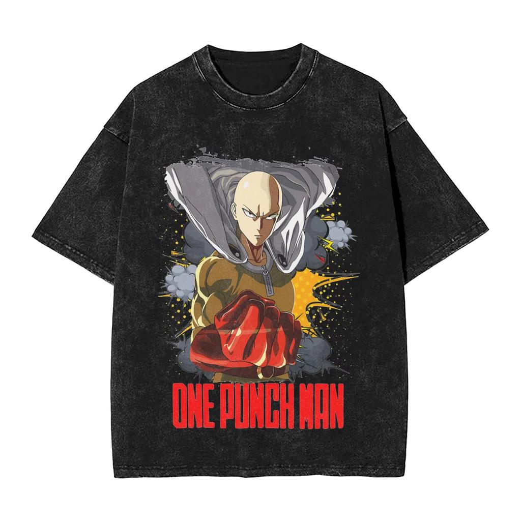 Hot Sale Funny Anime Tatsumaki One Punch Man Graphic Print T-Shirt Men Women Loose Casual Oversized Top Vintage Washed O-neck Cotton Summer New Tee