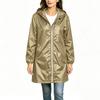 Women's Lightweight Long Hooded Windbreaker Jacket Water Resistant Casual Outdoor Coat with Full Zip Closure and Elastic Cuffs