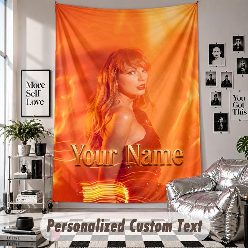 Wall Hanging Tapestry With Custom Name & Text, Taylor Swift Decorative Tapestry For Bedroom
