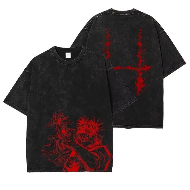 Short Sleeved Round Neck Y2k Oversized Tshirt Men Clothing New In Top & Tees Mens T-Shirt Anime J-Jujutsu K-Kaisen Vintage Washed