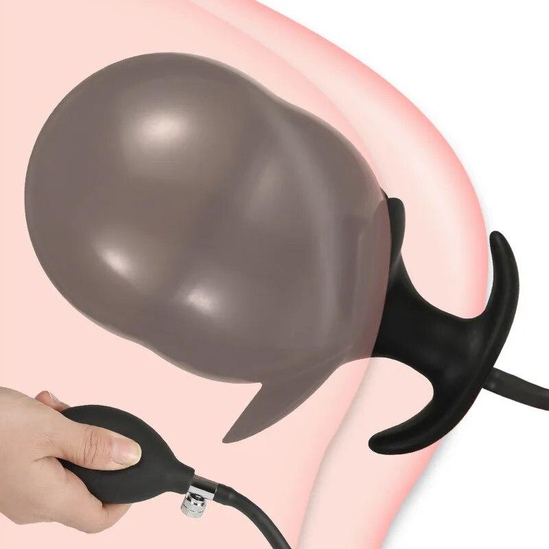 Silicone Inflatable Anal Plug Adult Sex Toy Masturbator Fisting Gay 18+