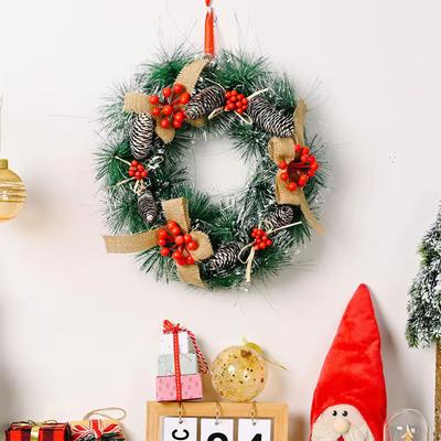 30cm Christmas Wreaths Christmas Wall Hanging Pendants Simulation Door Wreath Xmas Tree Mantel Fireplace Stairs Wall Door Decor