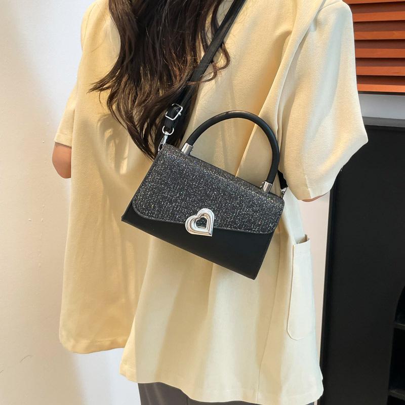 2025 new foreign style Korean version popular fashion shoulder messenger bag retro splicing fashionable sequined portable small square bag
