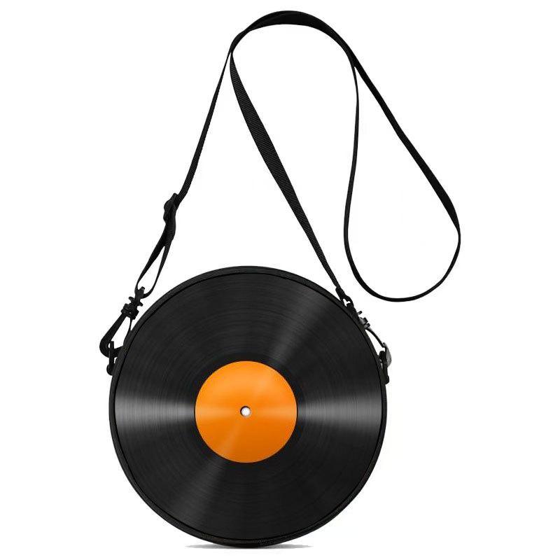 Women'S Personalized Vinyl Record Small Round Bag Can Be Carried And Carried Polyester Multi-Functional Cosmetic Bag Storage Bag