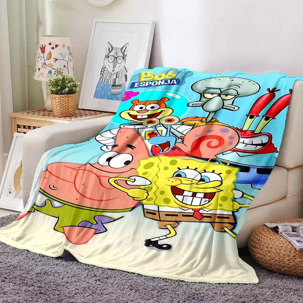 1Pc Spongebob Squarepants Adventure Blanket Soft Throw Blanket For Home Bedroom Bed Sofa Travel Office Solid Christmas Blanket