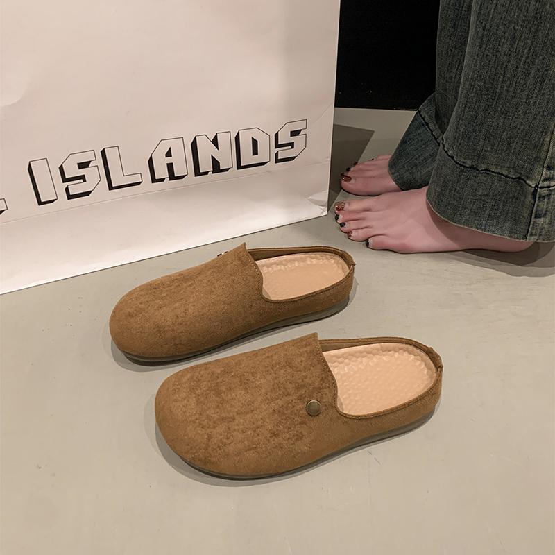Mode Täckta Tå Flatskor Dam Damslippers Tofflor 2025 Mjuka Retro Täckta Tå Damskor Damtofflor 2025 Platta Mjuka Retro