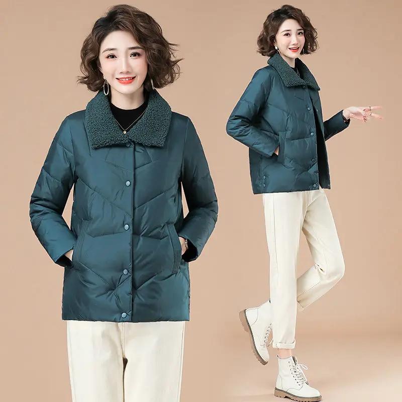 Jas Dames Korte Jas Kleine Katoenen Jas Dames Damesmode met Fleece Lamswol Katoen